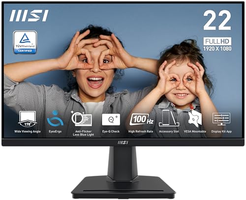 Transforma tu experiencia visual y potencia tu productividad con este monitor que elimina el cansancio ocular: Descubre cómo el MSI PRO MP225V de 22 pulgadas con tecnología 100Hz y Eye-Q te ofrece una inmersión total.