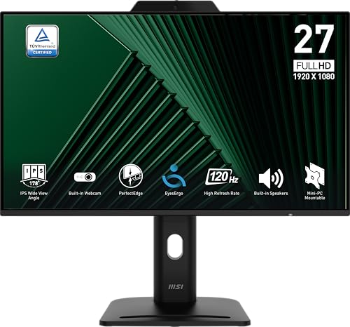 Transforma tu espacio de trabajo con rendimiento profesional: El monitor MSI PRO MP272PMG combina pantalla IPS de 24 pulgadas, 120Hz de fluidez y cámara integrada para maximizar tu productividad diaria con calidad certificada EPEAT Silver y conectividad completa.