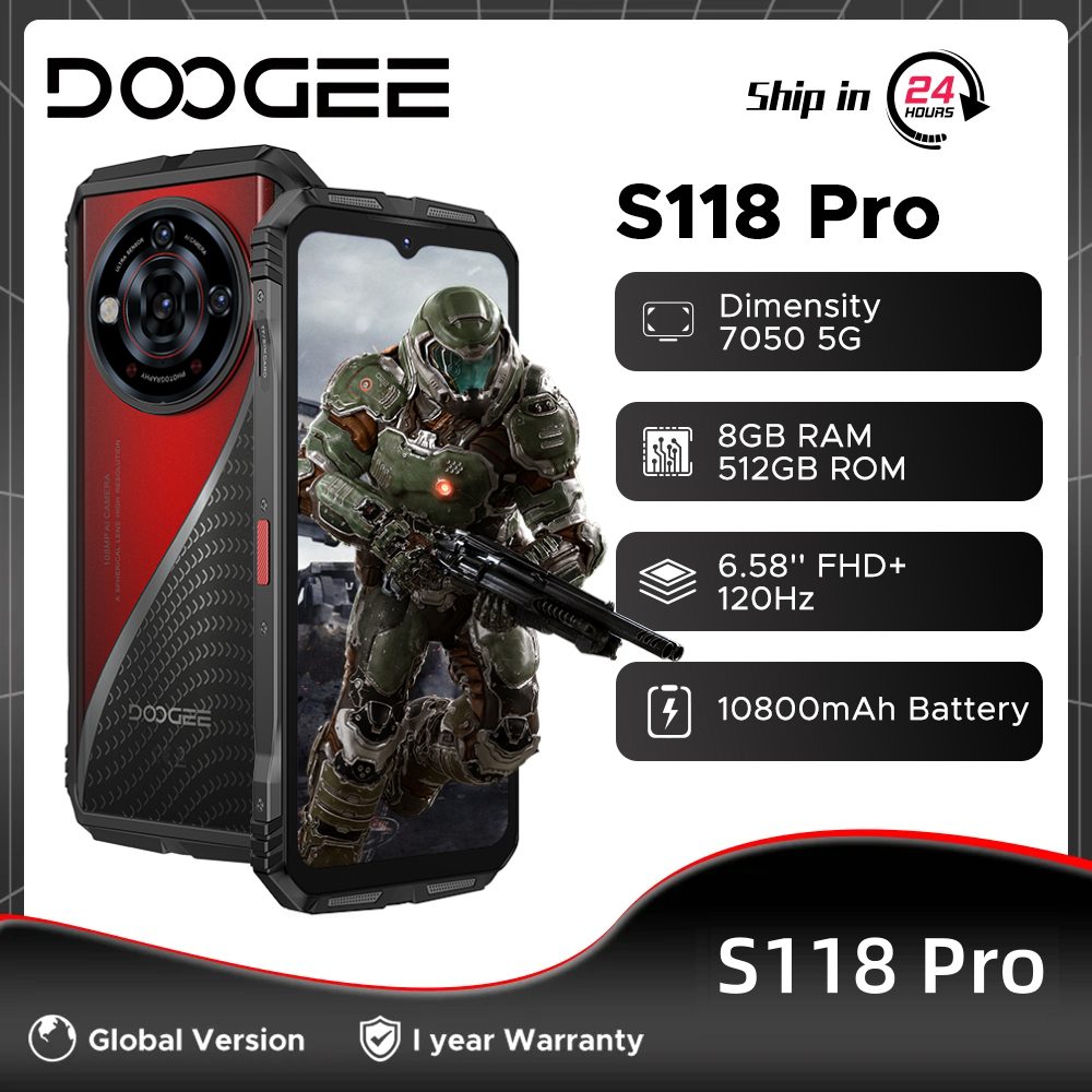 Desbloquea la durabilidad extrema con este smartphone: El DOOGEE S118 Pro combina una batería de 10800mAh, cámara de 108MP y resistencia certificada para aventuras sin límites.