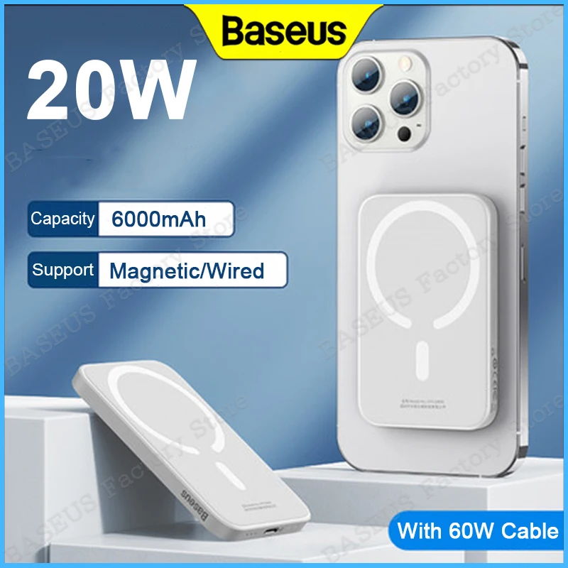 Olvídate de los cables y carga tu iPhone al instante: el cargador portátil magnético BASUES de 20W con 10000mAh te ofrece libertad total, compatibilidad Magsafe confirmada para IPHONE 14, 13 y 12, y autonomía que transforma tu día a día.