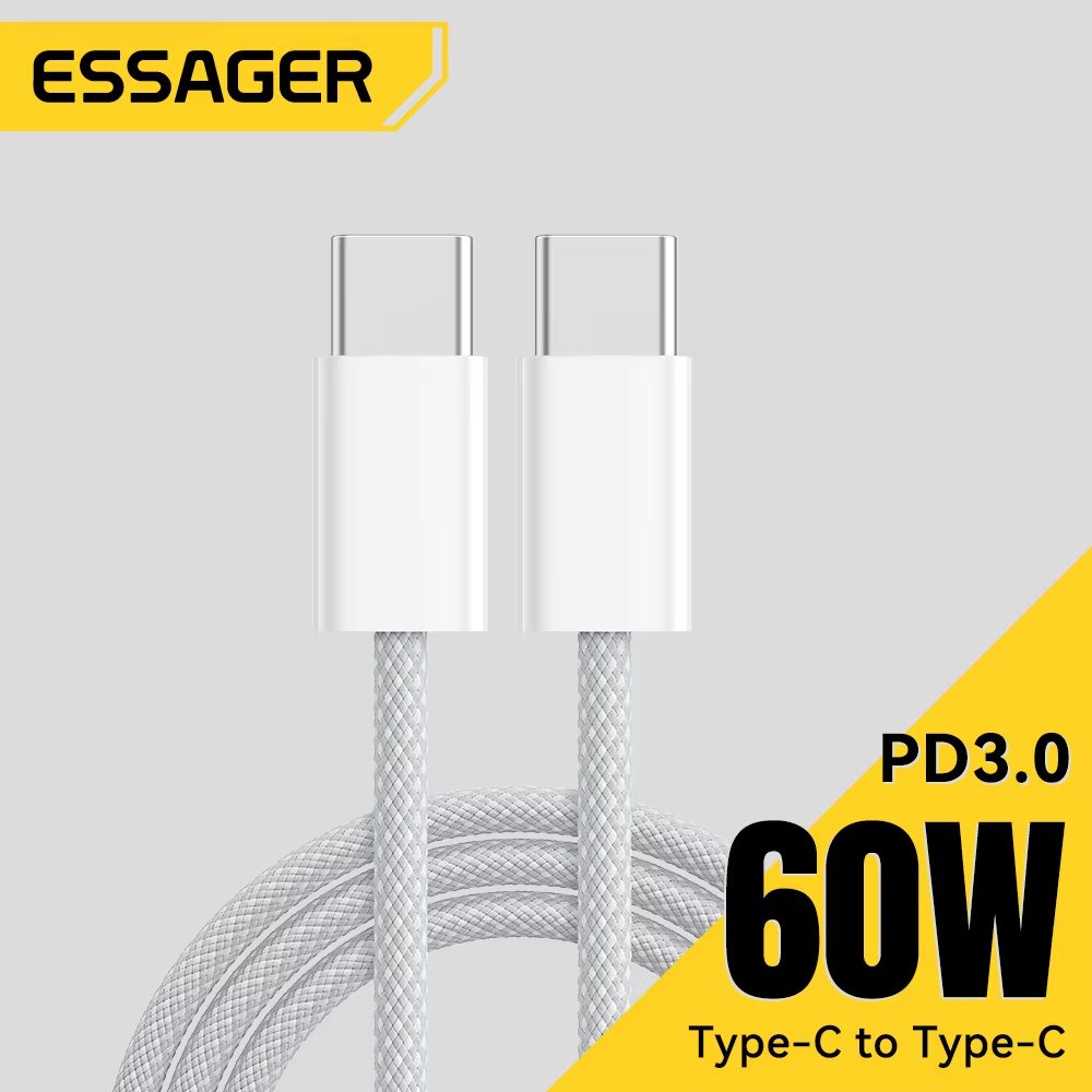 ¡Carga tu vida a velocidades increíbles! Descubre el cable que transforma tu rutina diaria con el ESSAGER 60W USB C, diseñado para dispositivos como iPhone, Xiaomi y Macbook Pro, garantizando eficiencia y durabilidad superior en cada uso.