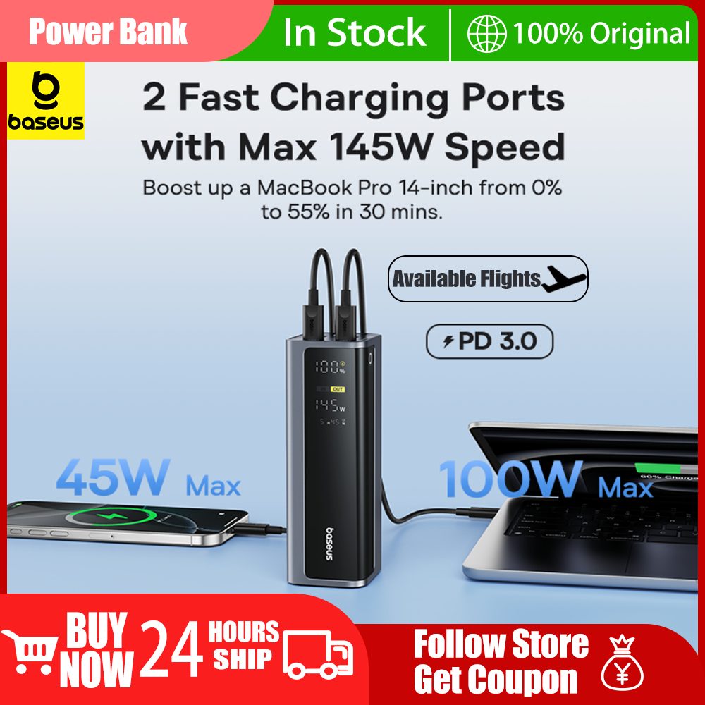 ¡Nunca te quedes sin batería! Con el increíble BASEUS POWER BANK 145W 20800MAH PD 100W, carga tu laptop y móvil a velocidad ultrarrápida gracias a su pantalla inteligente y diseño portátil, ideal para viajes y trabajo.