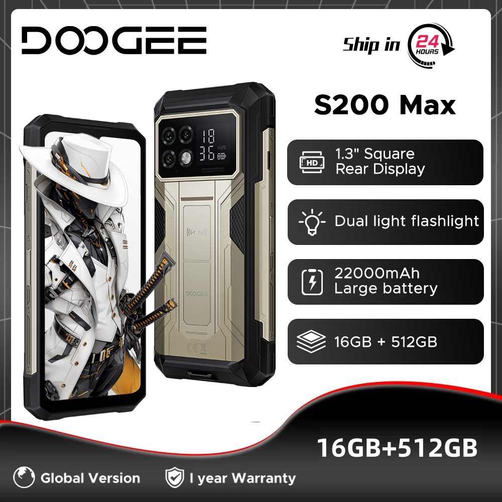 Maximiza tu productividad y seguridad en cualquier entorno con el DOOGEE S200 Max: su impresionante batería de 22000 mAh, pantalla trasera de 1,32 pulgadas y resistencia extrema garantizan rendimiento inigualable para aventureros y profesionales.