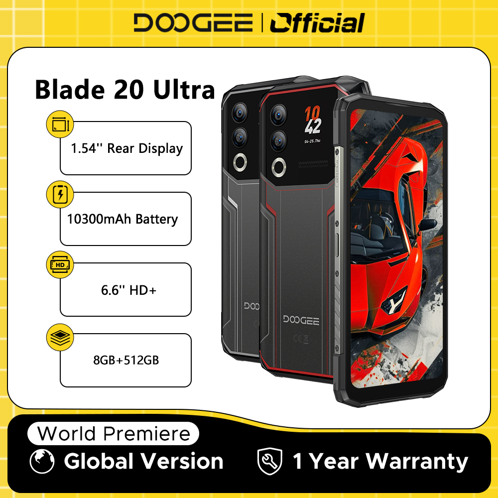 Transforma tu productividad móvil con autonomía extrema: El DOOGEE BLADE20 ULTRA combina potencia brutal y resistencia militar con una batería de 10300mAh que dura días enteros sin recarga