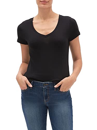 Transforma tu guardarropa básico con esta camiseta que combina comodidad premium y estilo atemporal: GAP presenta su CAMISETA CON CUELLO EN V FAVORITA PARA MUJER en negro intenso, ofreciendo versatilidad diaria y calidad duradera que supera expectativas.