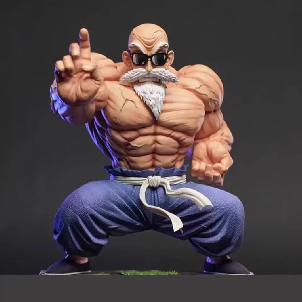 Transforma tu colección con la impresionante figura de MASTER ROSHI: Captura el poder legendario de Dragon Ball con este detallado modelo de PVC en su forma muscular que luce increíble en cualquier estantería