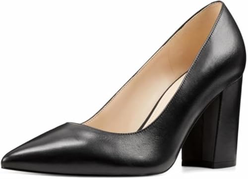 Elegancia y comodidad se fusionan con los tacones NINE WEST ASTORIA 9X9 en cuero negro: un 37% de descuento que no querrás perder