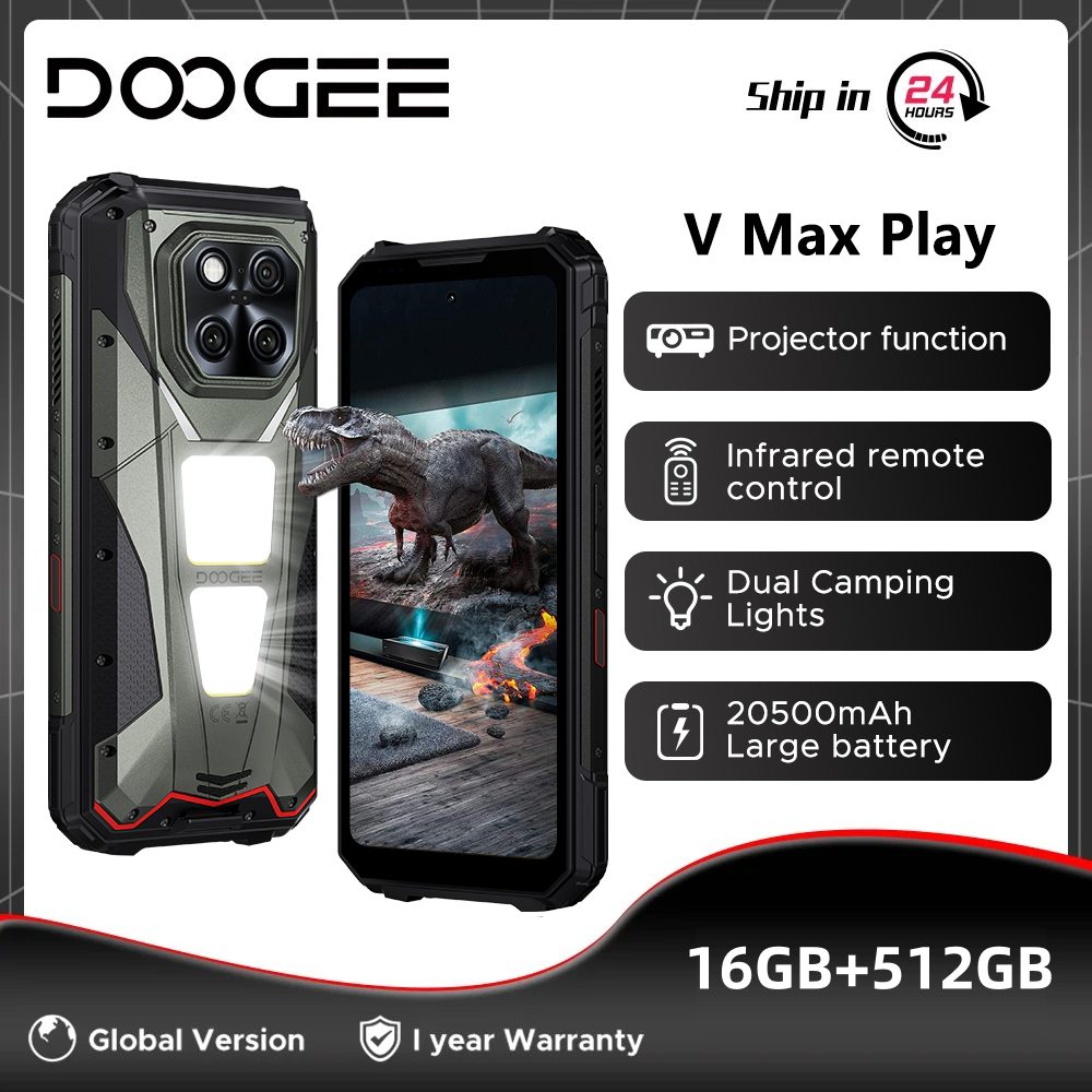 ¿Imaginas llevar un cine y una central de energía en tu bolsillo? Este teléfono no solo sobrevive a cualquier aventura, sino que la transforma: el DOOGEE V MAX PLAY combina una batería de 20500mAh, un proyector integrado y una cámara de 200MP para ser tu compañero definitivo.