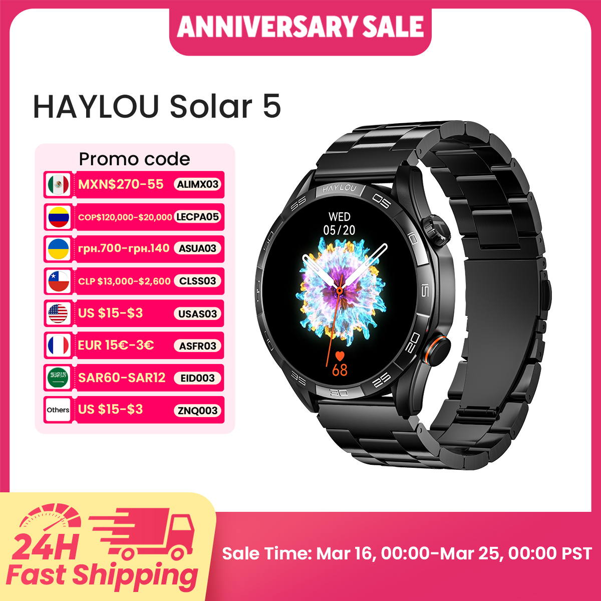 HAYLOU Solar 5: Un smartwatch con llamadas que se carga con luz