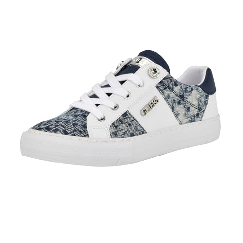 Guess Women\'s Loven3 Sneaker, White/Blue