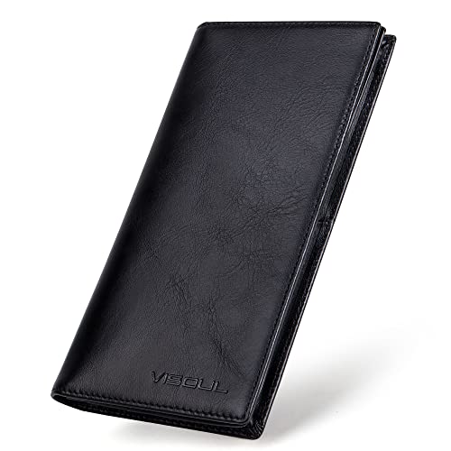 VISOUL Leather Checkbook Cover Wallet