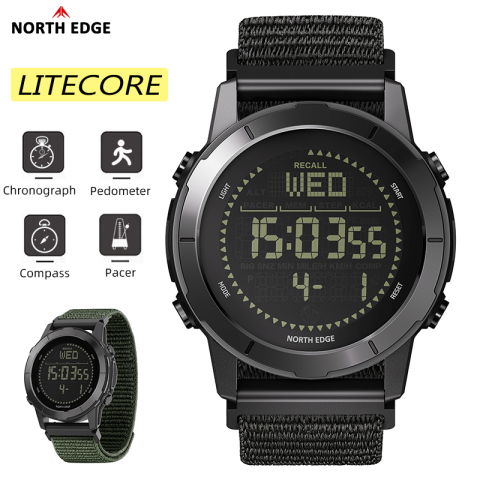 NORTH EDGE LITECORE: Reloj digital ultraligero con brújula y podómetro
