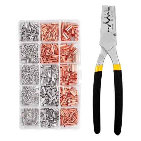 Kit de 970 terminales de cobre con tubing y alicate para empalmes seguros