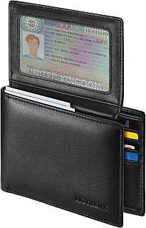 Cartera de cuero para hombre con bloqueo RFID y doble ventana