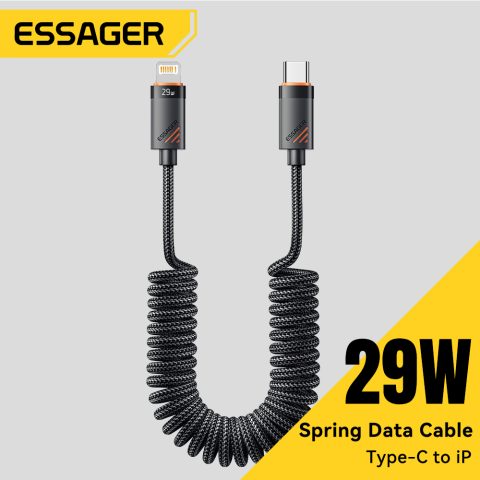 Essager USB-C a Lightning con resorte y 29W de carga rápida