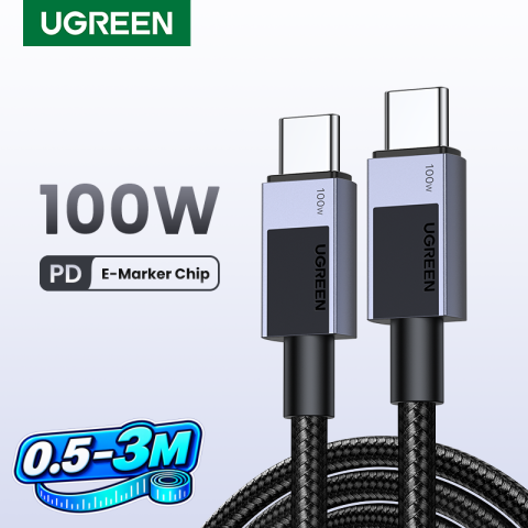 Cable UGREEN USB-C a USB-C de 100W: carga rápida para tu laptop y móvil