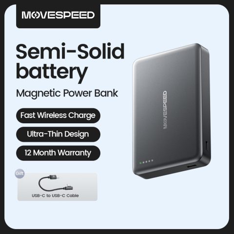 Power bank compacto con carga magnética que cumple su función