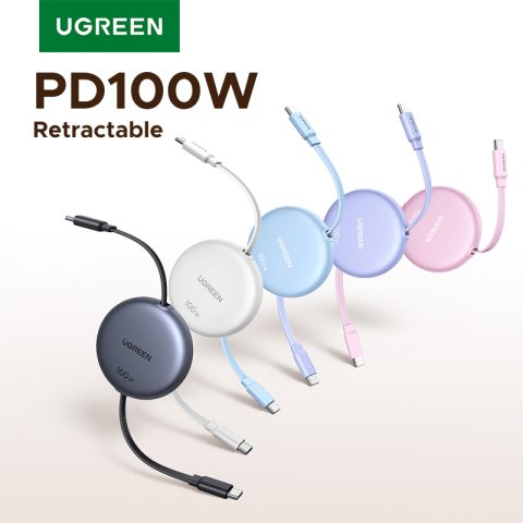 Cable retráctil UGREEN 100W: orden y carga rápida