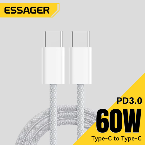 Cable USB C Essager 60W: carga rápida para iPhone, Xiaomi y MacBook